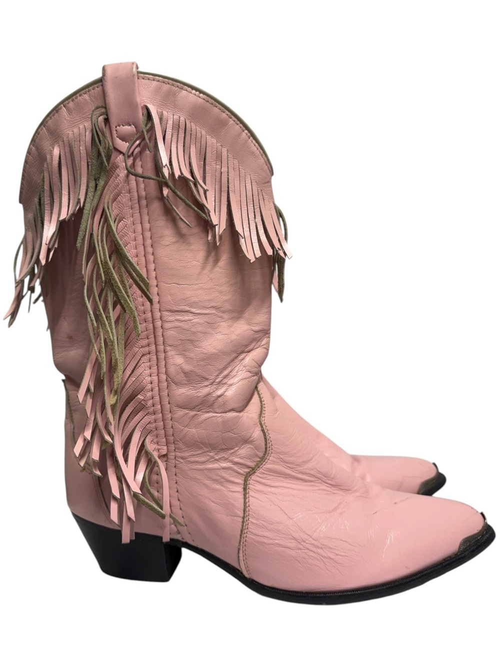 VTG Pink Fringe Cowboy Boots Sz 8.5 - Picture 2 of 7